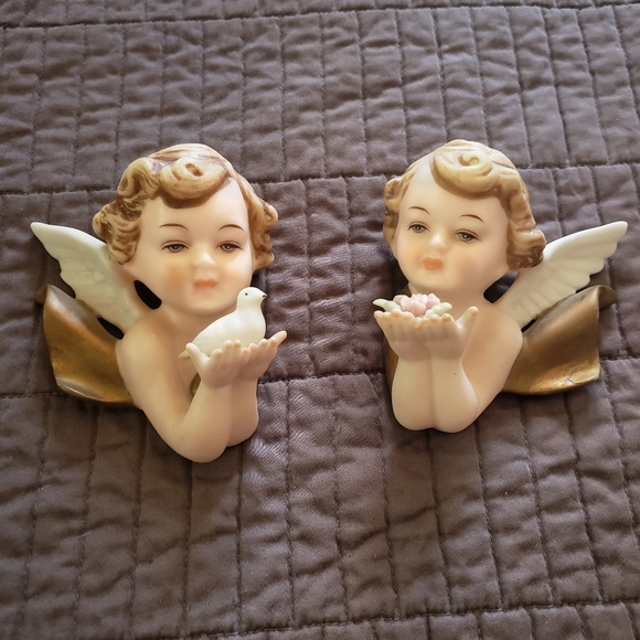Vintage Mid Century Made In Japan Cherub Wall Hangings-PM1 - Picture 1 of 3